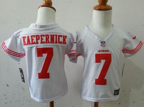 Toddler 49ers #7 Colin Kaepernick White Stitched NFL Elite Jersey