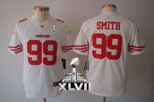 49ers #99 Aldon Smith White Super Bowl XLVII Youth Stitched NFL Limited Jersey