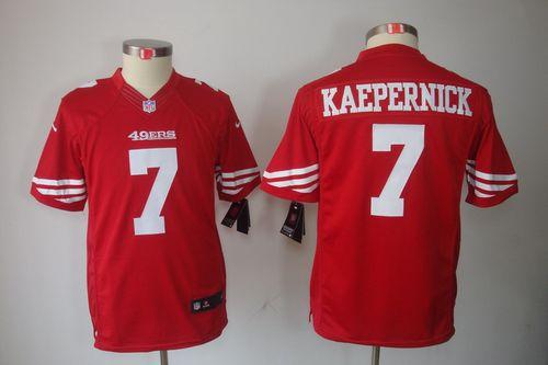 49ers #7 Colin Kaepernick Red Team Color Youth Stitched NFL Limited Jersey
