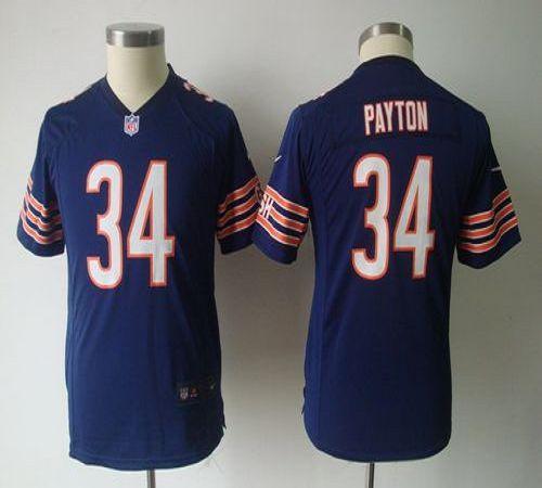 Bears #34 Walter Payton Navy Blue Team Color Youth NFL Game Jersey
