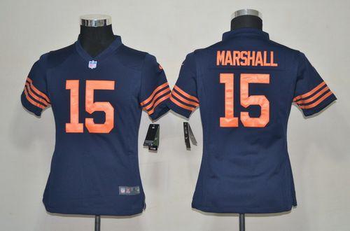 Bears #15 Brandon Marshall Navy Blue 1940s Throwback Youth Stitched NFL Elite Jersey