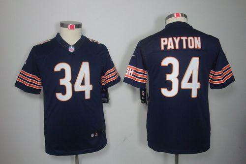 Bears #34 Walter Payton Navy Blue Team Color Youth Stitched NFL Limited Jersey