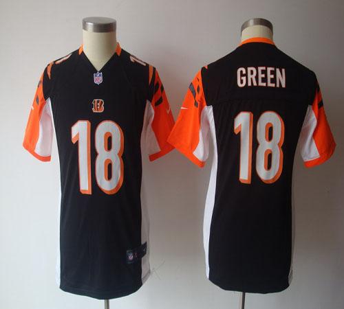 Bengals #18 A.J. Green Black Team Color Youth NFL Game Jersey