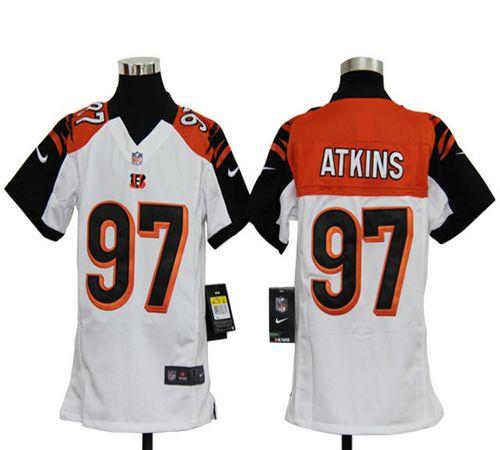 Bengals #97 Geno Atkins White Youth Stitched NFL Elite Jersey