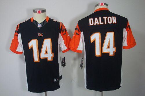 Bengals #14 Andy Dalton Black Team Color Youth Stitched NFL Limited Jersey