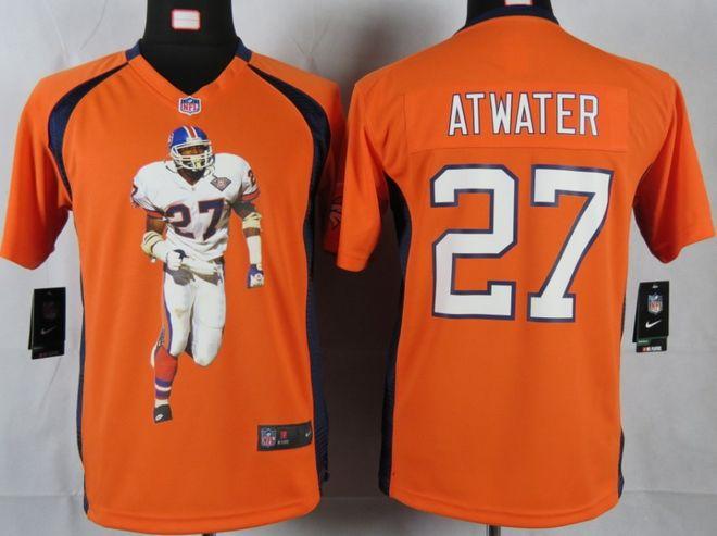Broncos #27 Steve Atwater Orange Team Color Youth Portrait Fashion NFL Game Jersey