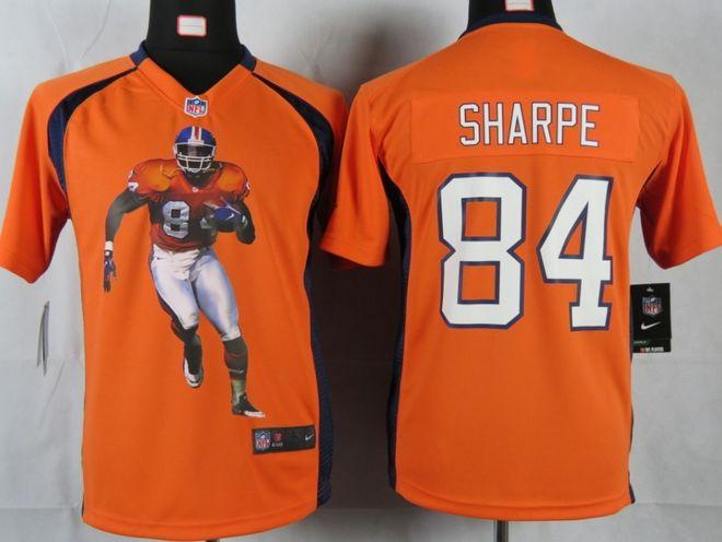 Broncos #84 Shannon Sharpe Orange Team Color Youth Portrait Fashion NFL Game Jersey