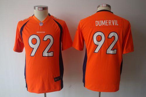 Broncos #92 Elvis Dumervil Orange Team Color Youth NFL Game Jersey