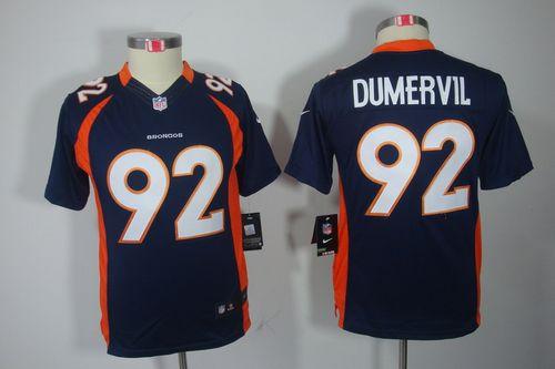 Broncos #92 Elvis Dumervil Blue Alternate Youth Stitched NFL Limited Jersey