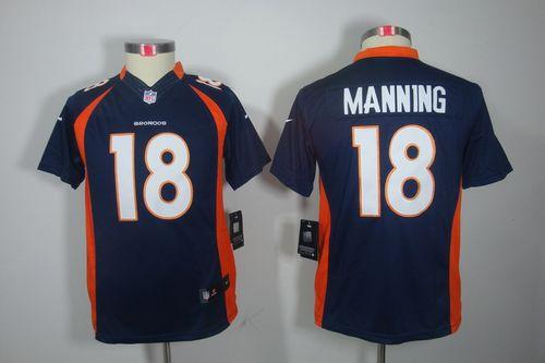 Broncos #18 Peyton Manning Blue Alternate Youth Stitched NFL Limited Jersey