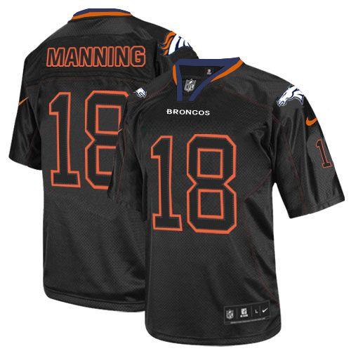 Broncos #18 Peyton Manning Lights Out Black Youth Stitched NFL Elite Jersey