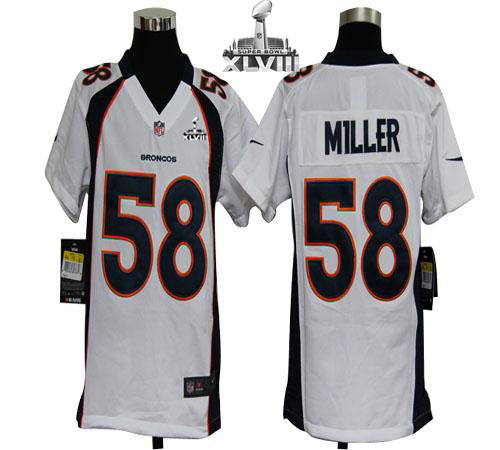 Broncos #58 Von Miller White Super Bowl XLVIII Youth Stitched NFL Elite Jersey