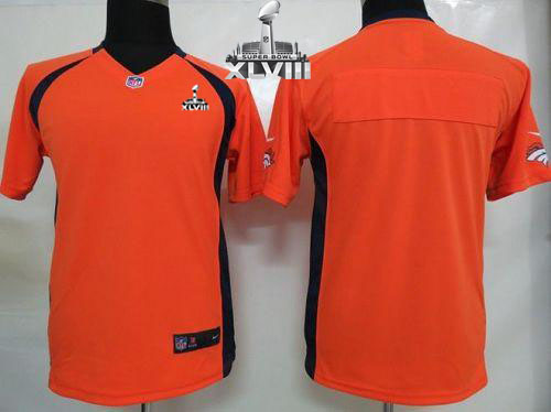 Broncos Blank Orange Team Color Super Bowl XLVIII Youth NFL Game Jersey