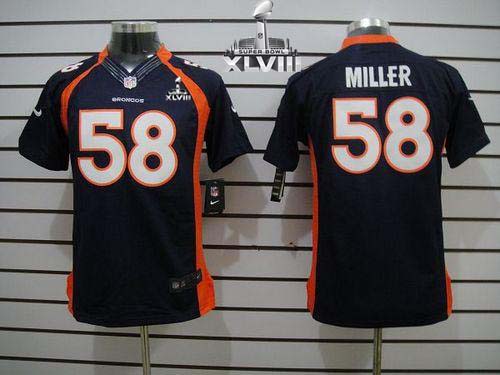Broncos #58 Von Miller Blue Alternate Super Bowl XLVIII Youth Stitched NFL Limited Jersey