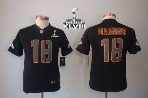 Broncos #18 Peyton Manning Black Impact Super Bowl XLVIII Youth Stitched NFL Limited Jersey