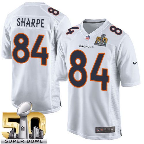Broncos #84 Shannon Sharpe White Super Bowl 50 Youth Stitched NFL Game Event Jersey