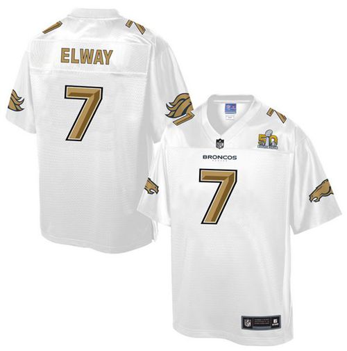 Broncos #7 John Elway White Youth NFL Pro Line Super Bowl 50 Fashion Game Jersey