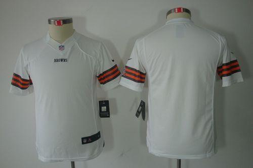 Browns Blank White Youth Stitched NFL Limited Jersey