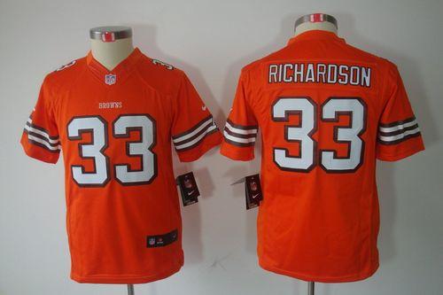 Browns #33 Trent Richardson Orange Alternate Youth Stitched NFL Limited Jersey