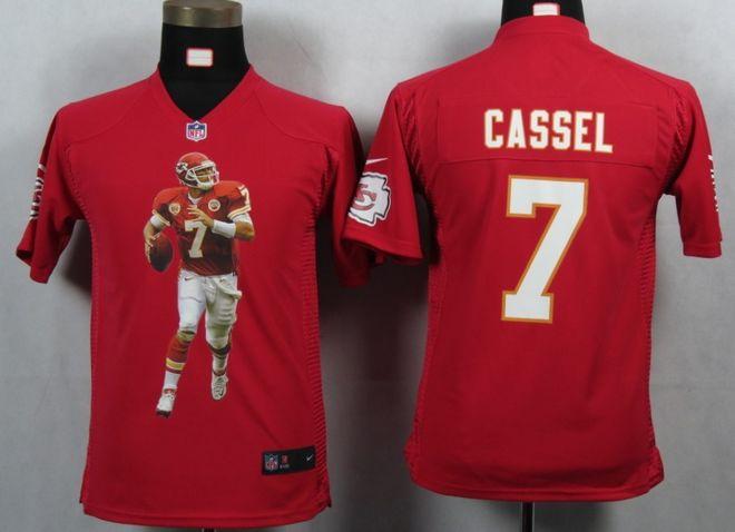 Chiefs #7 Matt Cassel Red Team Color Youth Portrait Fashion NFL Game Jersey