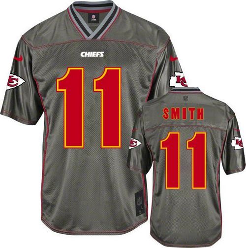 Chiefs #11 Alex Smith Grey Youth Stitched NFL Elite Vapor Jersey