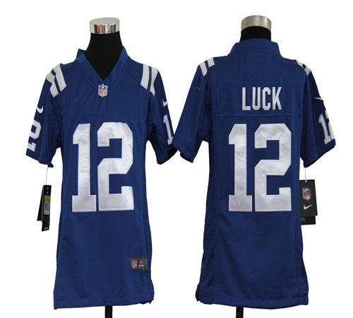 Colts #12 Andrew Luck Royal Blue Team Color Youth Stitched NFL Elite Jersey