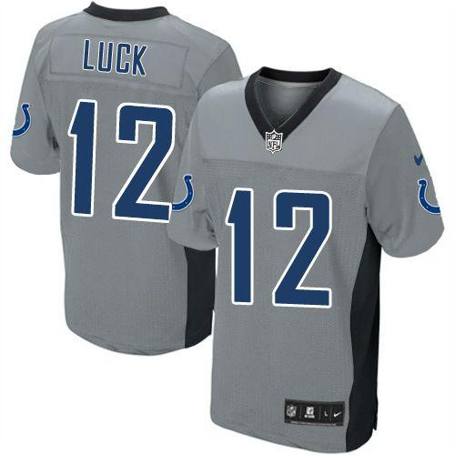 Colts #12 Andrew Luck Grey Shadow Youth Stitched NFL Elite Jersey