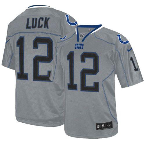 Colts #12 Andrew Luck Lights Out Grey Youth Stitched NFL Elite Jersey