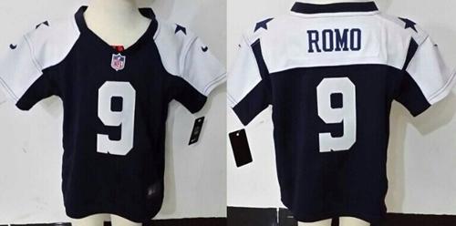Toddler Cowboys #9 Tony Romo Navy Blue Thanksgiving Stitched NFL Elite Jersey