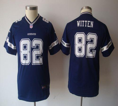 Cowboys #82 Jason Witten Navy Blue Team Color Youth NFL Game Jersey