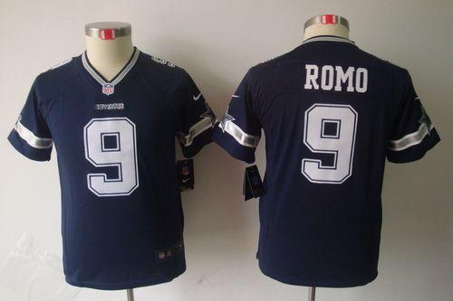Cowboys #9 Tony Romo Navy Blue Team Color Youth Stitched NFL Limited Jersey