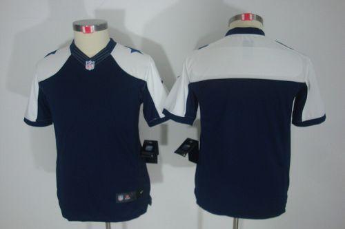 Cowboys Blank Navy Blue Thanksgiving Youth Throwback Stitched NFL Limited Jersey