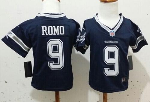 Toddler Cowboys #9 Tony Romo Navy Blue Team Color Stitched NFL Elite Jersey