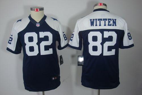 Cowboys #82 Jason Witten Navy Blue Thanksgiving Throwback Youth Stitched NFL Limited Jersey