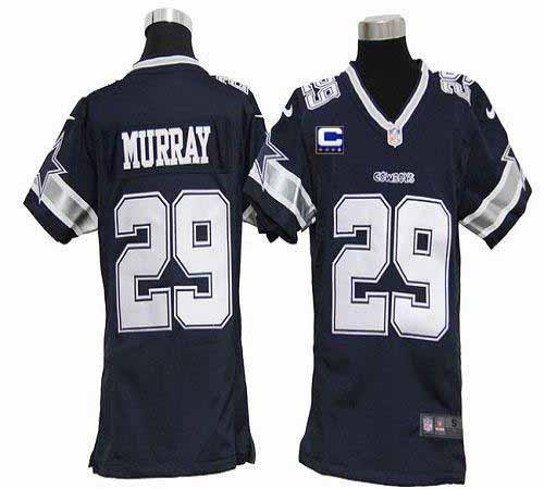 Cowboys #29 DeMarco Murray Navy Blue Team Color With C Patch Youth Stitched NFL Elite Jersey