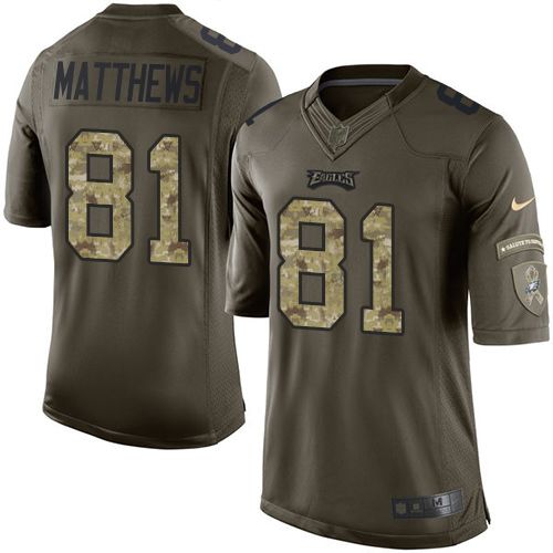 Eagles #81 Jordan Matthews Green Youth Stitched NFL Limited Salute to Service Jersey