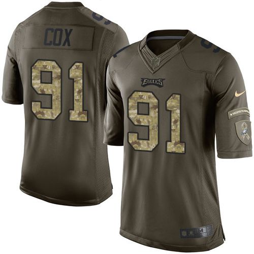 Eagles #91 Fletcher Cox Green Youth Stitched NFL Limited Salute to Service Jersey