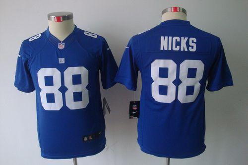 Giants #88 Hakeem Nicks Royal Blue Team Color Youth Stitched NFL Limited Jersey