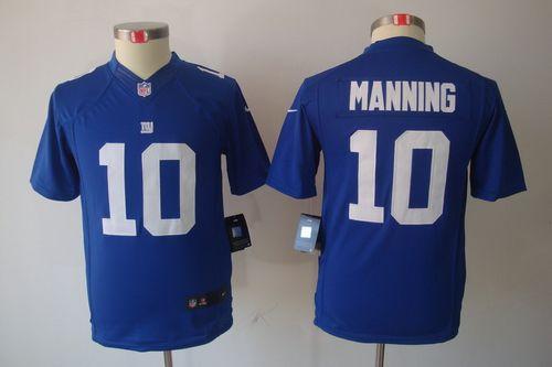 Giants #10 Eli Manning Royal Blue Team Color Youth Stitched NFL Limited Jersey