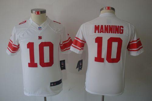 Giants #10 Eli Manning White Youth Stitched NFL Limited Jersey