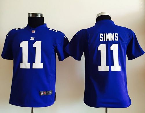 Giants #11 Phil Simms Royal Blue Team Color Youth Stitched NFL Elite Jersey