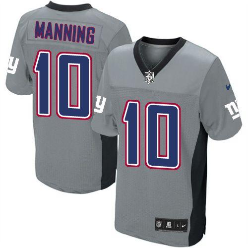 Giants #10 Eli Manning Grey Shadow Youth Stitched NFL Elite Jersey