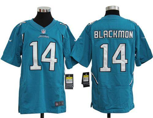 Jaguars #14 Justin Blackmon Teal Green Team Color Youth Stitched NFL Elite Jersey