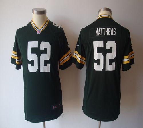Packers #52 Clay Matthews Green Team Color Youth NFL Game Jersey