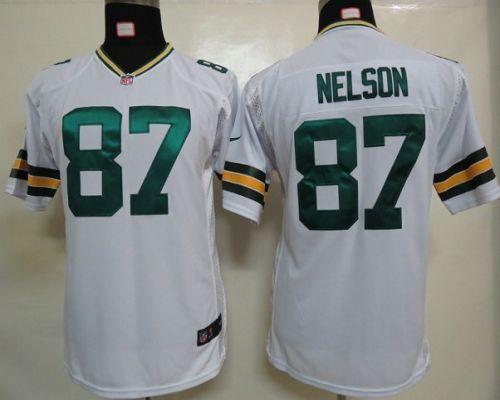Packers #87 Jordy Nelson White Youth Stitched NFL Elite Jersey