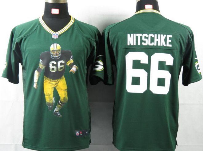 Packers #66 Ray Nitschke Green Team Color Youth Portrait Fashion NFL Game Jersey