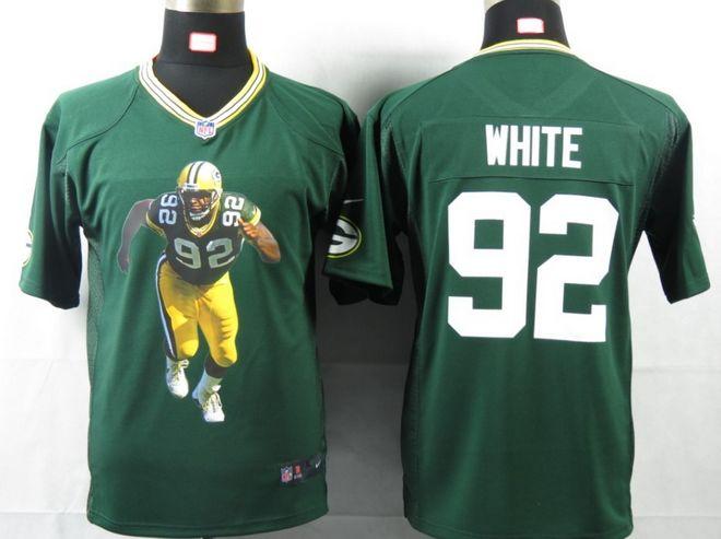 Packers #92 Reggie White Green Team Color Youth Portrait Fashion NFL Game Jersey