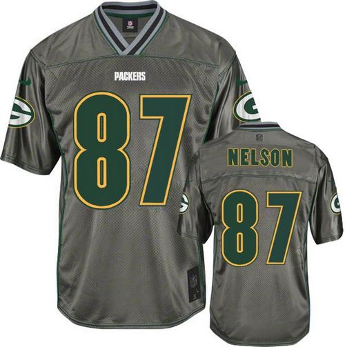 Packers #87 Jordy Nelson Grey Youth Stitched NFL Elite Vapor Jersey