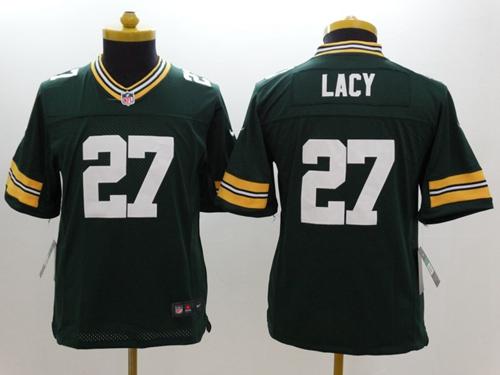 Packers #27 Eddie Lacy Green Team Color Youth Stitched NFL Limited Jersey