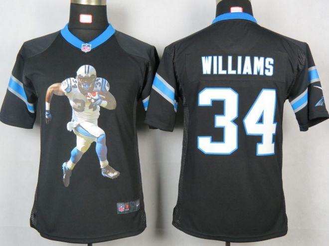 Panthers #34 DeAngelo Williams Black Team Color Youth Portrait Fashion NFL Game Jersey